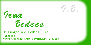 irma bedecs business card